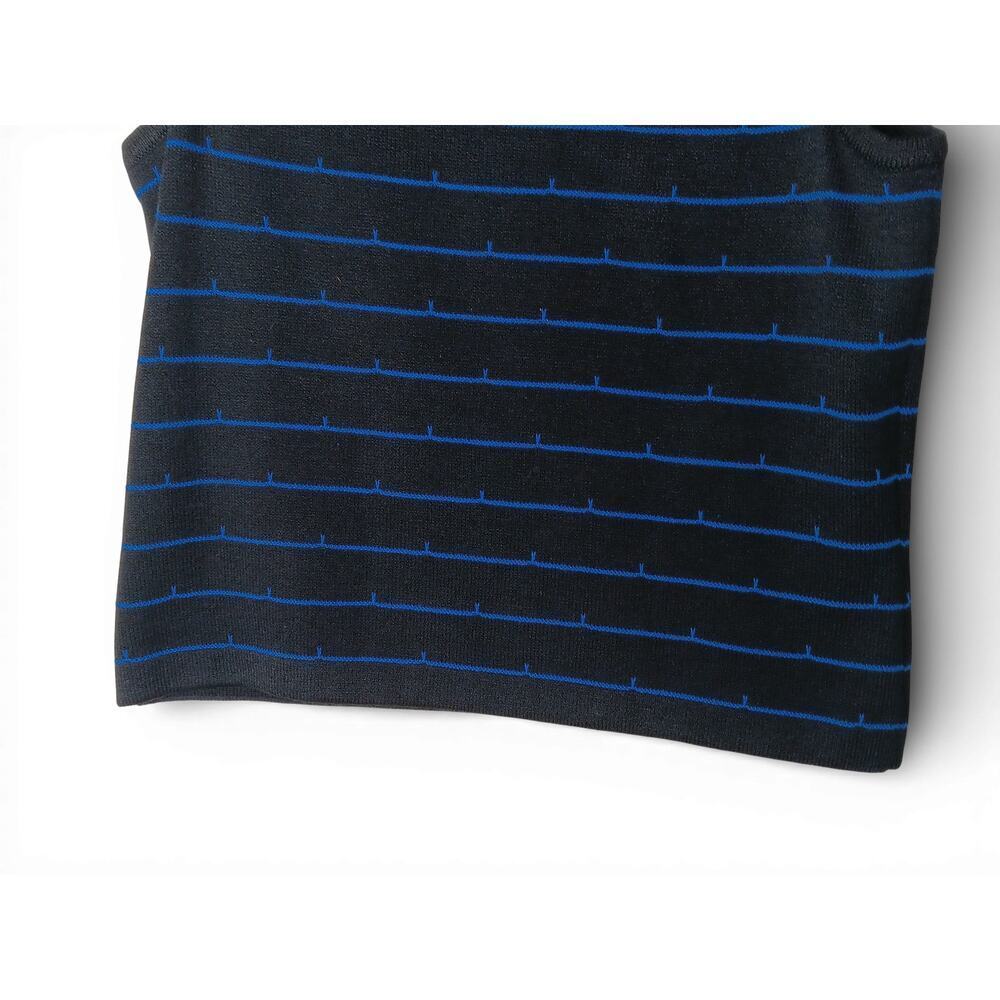 St. John Black Blue Striped Knit Sleeveless Top Shell Small Stretch Luxury - Picture 4 of 10